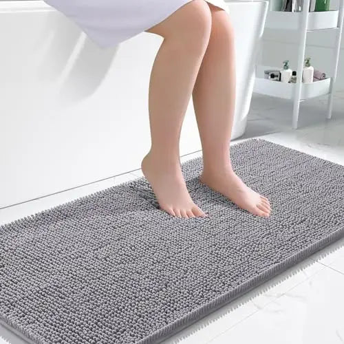 Chenille_Badematte_in_Farbe_Deep_Gray_f_r_moderne_Badezimmergestaltung_in_Beige - Zentroo