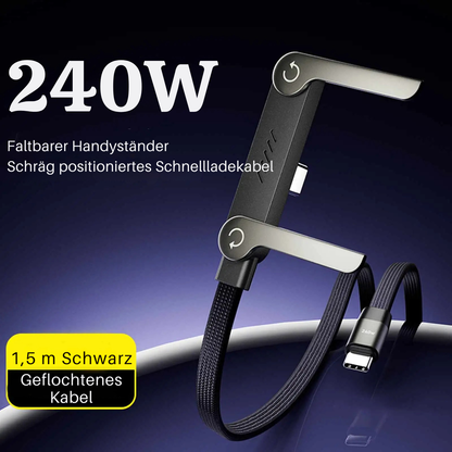 240W USB-C Schnellladekabel mit klappbarem Handyständer