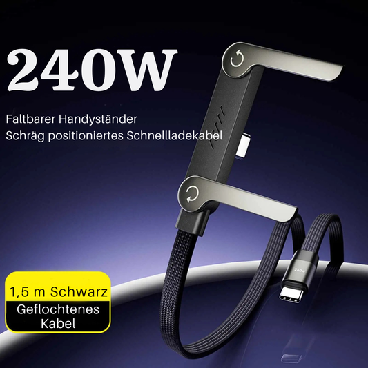240W USB-C Schnellladekabel mit klappbarem Handyständer