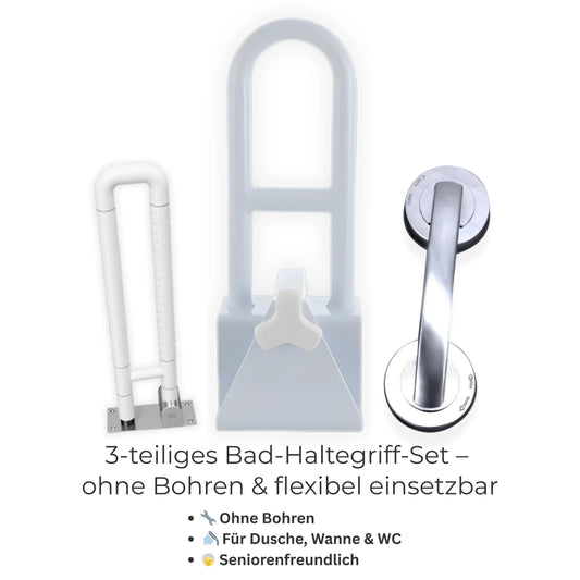 3-teiliges Bad-Haltegriff-Set ohne Bohren – alle 3 Komponenten