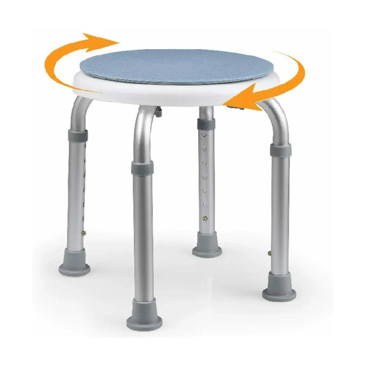 360° drehbarer Duschhocker für Senioren – Aluminium, höhenverstellbar, rutschfeste Gummifüße
