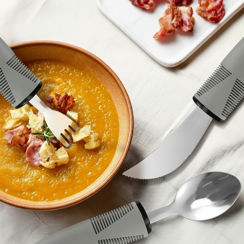 Beim Suppenessen – Löffel mit dickem Griff