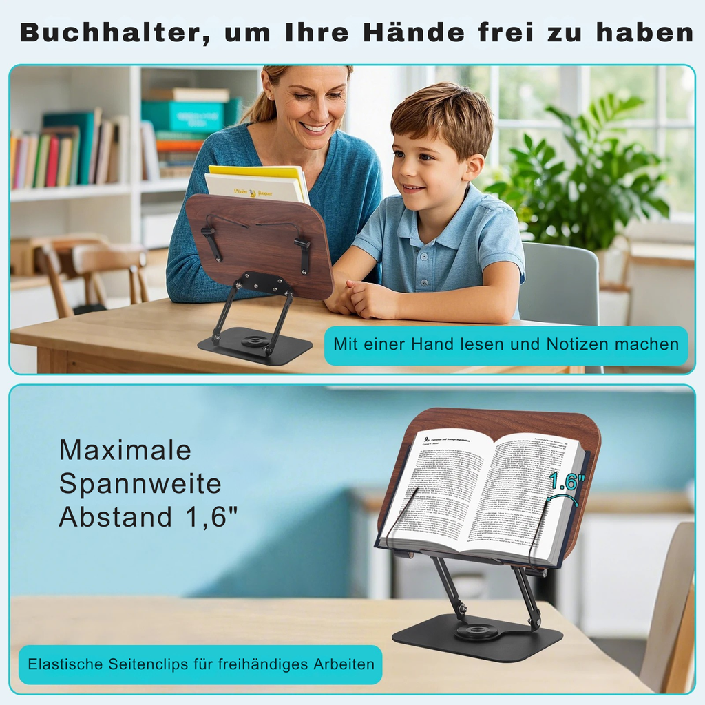 Buchhalter für freihändiges Lesen – entlastet Nacken und Rücken bei Senioren