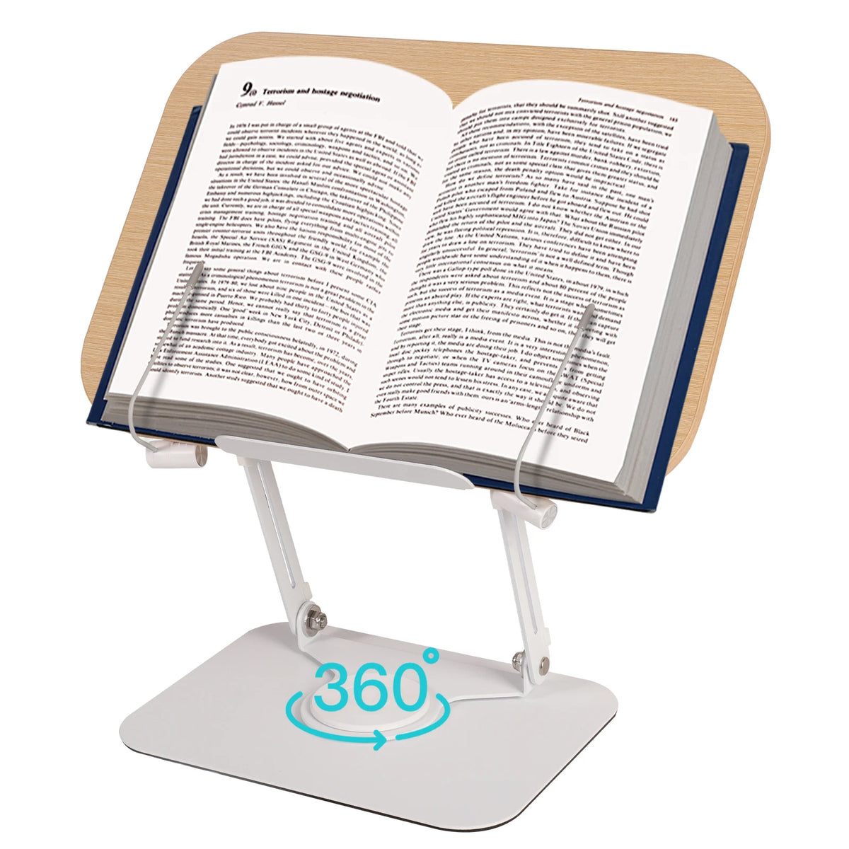 Buchständer Ivory mit 360° Drehfunktion und elastischen Seitenclips