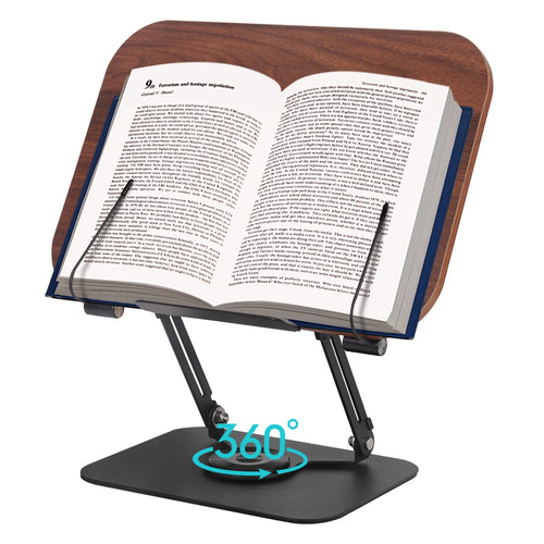 Buchständer für Senioren mit 360° drehbarer Basis – ergonomisch, stabil, aus Aluminium