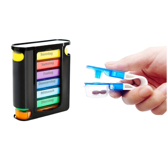 Pillen‑Organisation Duo – Wochenbox + Crusher‑Pillenbox