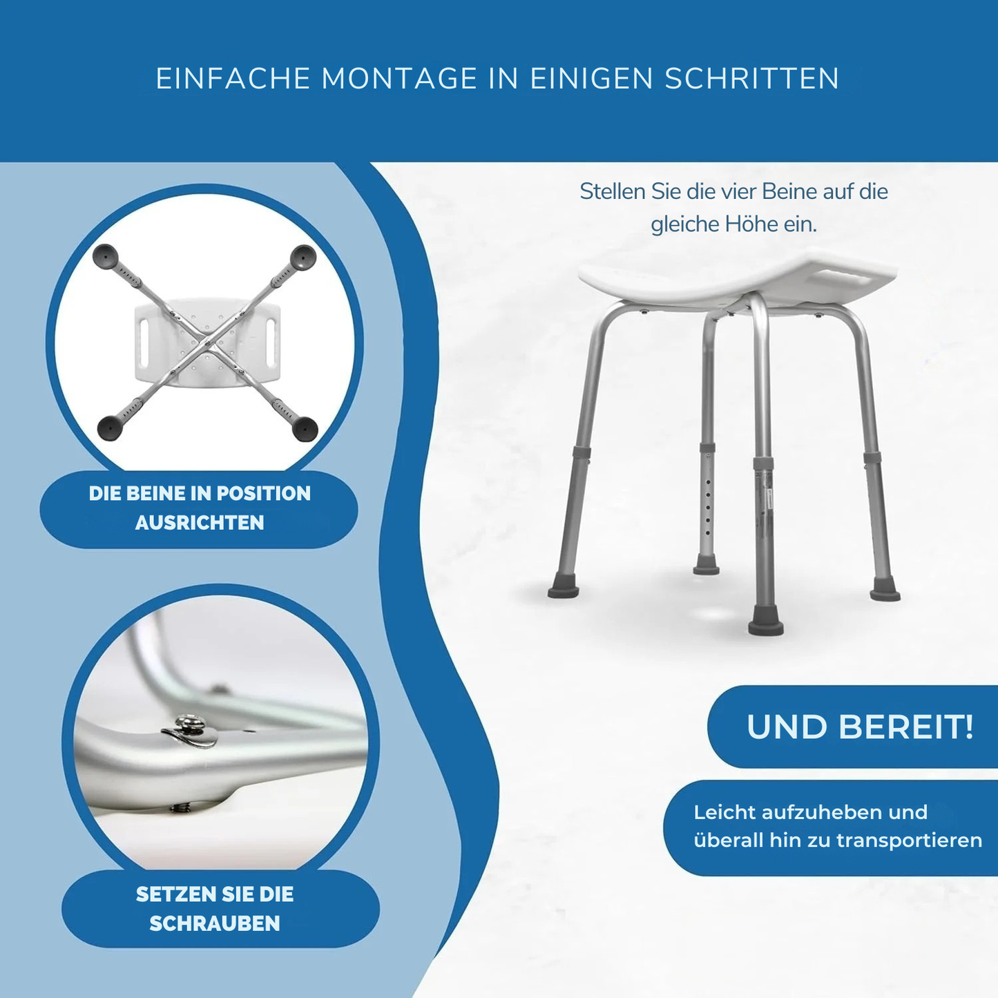 Duschhocker werkzeugfrei montieren – einfache Aufbauanleitung in wenigen Schritten