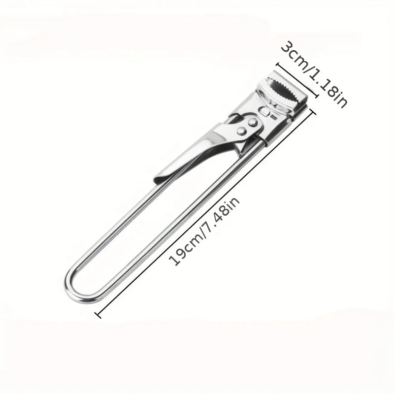 Edelstahl-Glasöffner Maßzeichnung freigestellt – 19 cm Länge, 3 cm Breite, Zangenform
