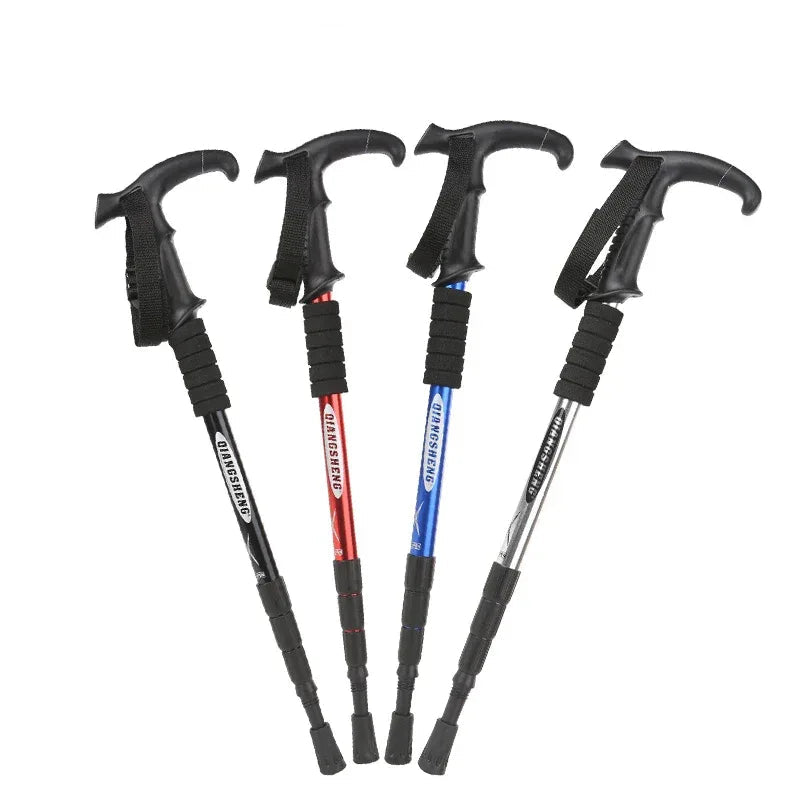 Faltbarer Gehstock in 4 Farben – Schwarz, Blau, Rot und Silber mit ergonomischem T-Griff