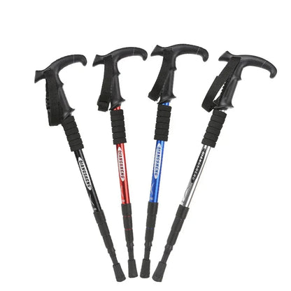 Faltbarer Gehstock in 4 Farben – Schwarz, Blau, Rot und Silber mit ergonomischem T-Griff