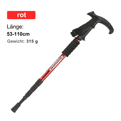 Gehstock in Rot mit Längenangabe 83–115 cm und Gewicht 511 g