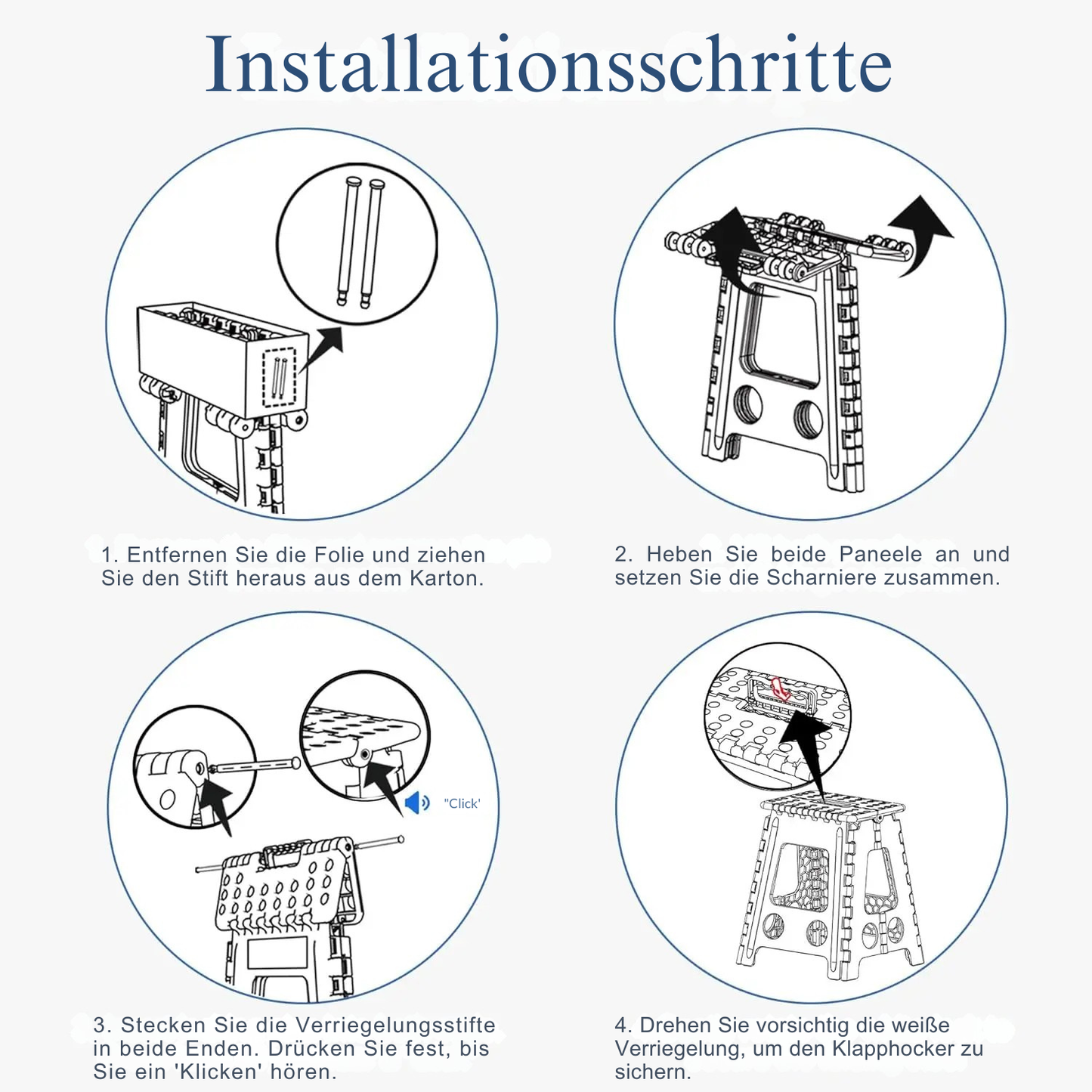 Klappbarer Tritthocker für Senioren – 150 kg, rutschfest, 3 Farben