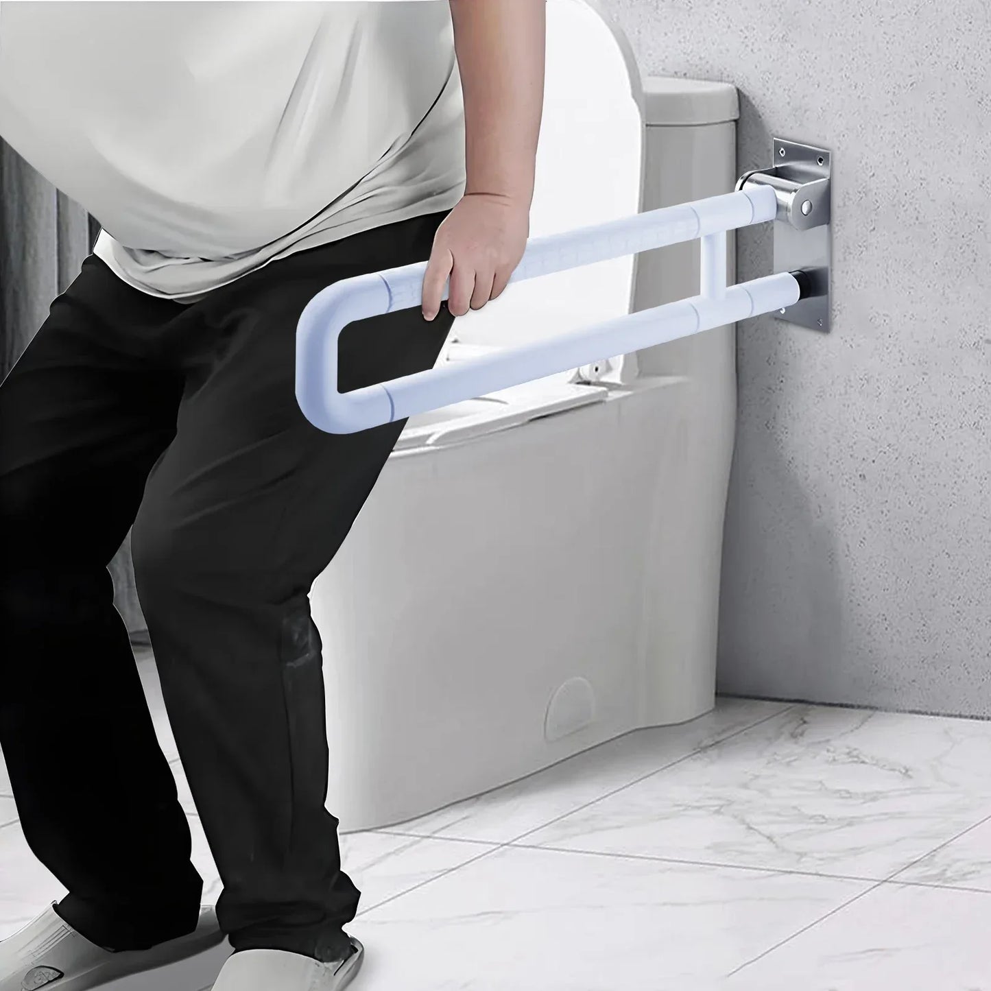 Klappbarer Wandgriff neben Toilette – sicheres Aufstehen