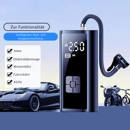 LED-Display des kabellosen Luftkompressors – digitale Druckanzeige 250 PSI mit USB-C Ladeanschluss