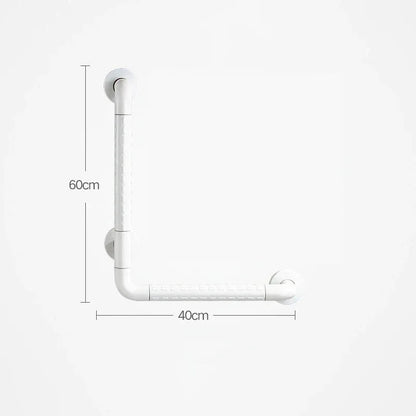L foermiger Haltegriff in Weiss an der Wand montiert mit 60 cm und 40 cm Laenge