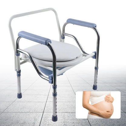 Mobiler Toilettenstuhl für Senioren und Schwangere – klappbar, mit Armlehnen und herausnehmbarem Eimer