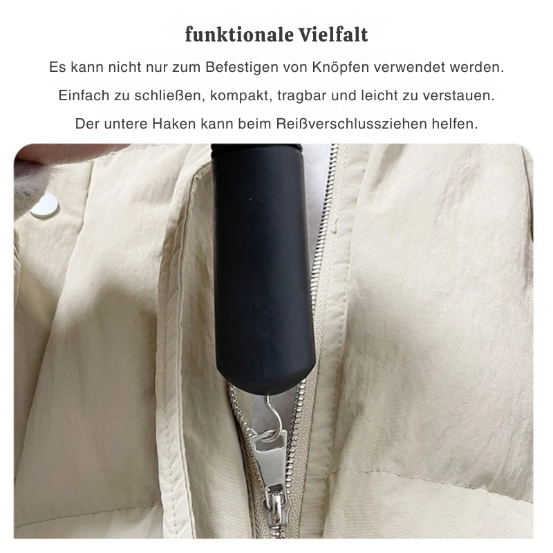 Reißverschlusszieher mit Knopfhaken – 18,5 cm lang, ABS-Kunststoff, universell für alle Knopflöcher