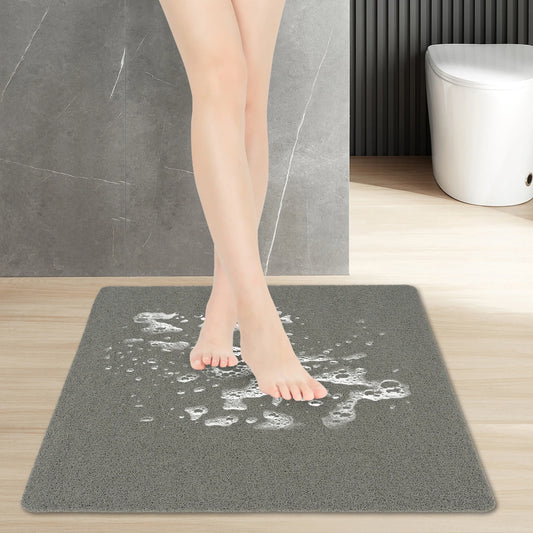 Rutschfeste PVC‑Duschmatte 80×80 cm in Grau mit Drainage‑Löchern