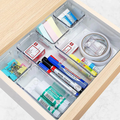 25-teiliges Schubladen-Organizer-Set – Transparente Kunststoff-Trennfächer in 4 Größen