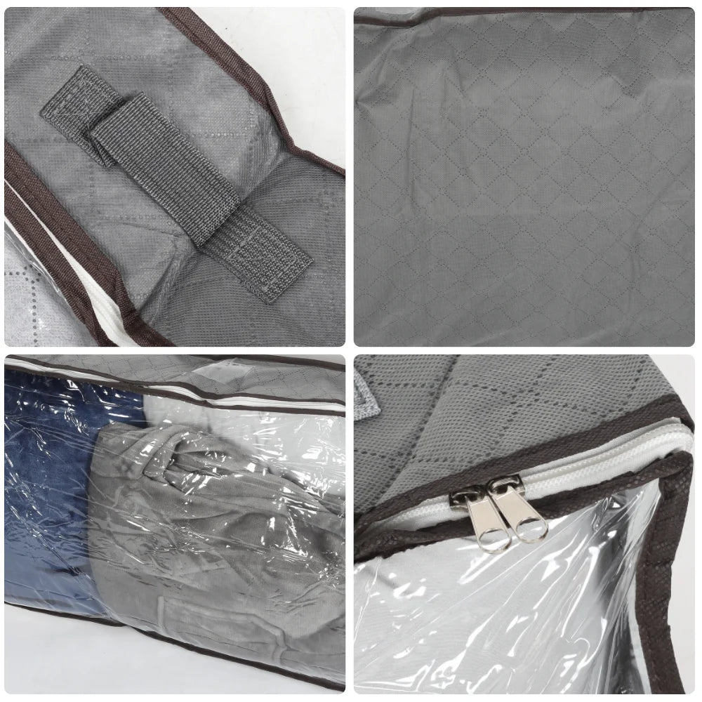 2‑er / 4‑er Set Unterbett‑Aufbewahrungstaschen – verstärkte Griffe & Sichtfenster