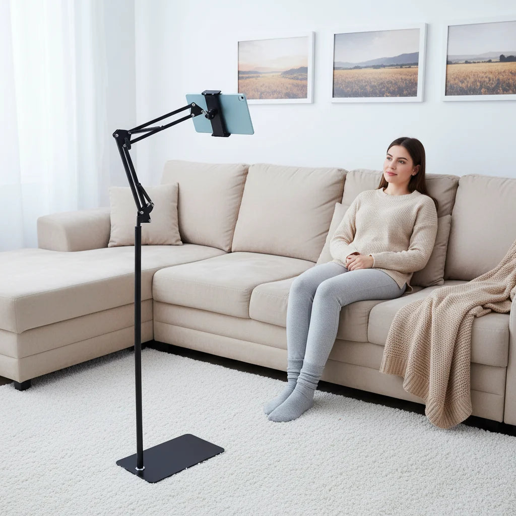 Tablet-Bodenständer – 360° drehbar, höhenverstellbar, für Tablets & Smartphones