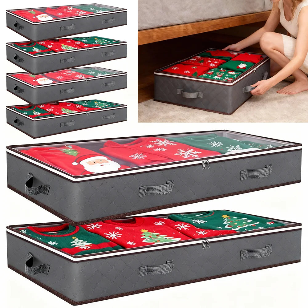 2‑er / 4‑er Set Unterbett‑Aufbewahrungstaschen – verstärkte Griffe & Sichtfenster