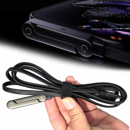 240W USB-C Schnellladekabel mit klappbarem Handyständer