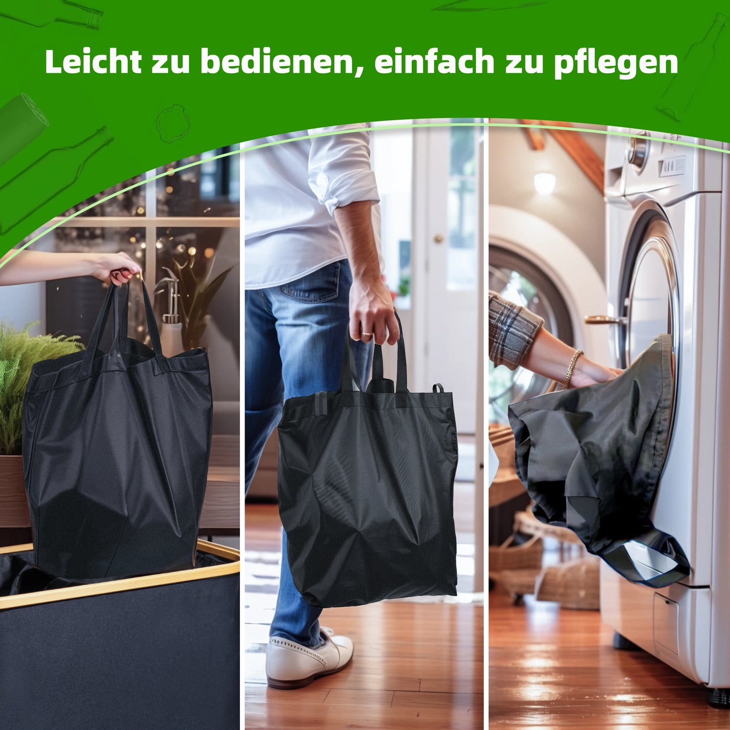Pfandflaschen-Sammelbehälter 140L mit Deckel – Bambus Aufbewahrung für Küche