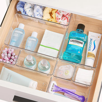 25-teiliges Schubladen-Organizer-Set – Transparente Kunststoff-Trennfächer in 4 Größen