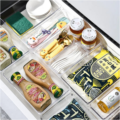 25-teiliges Schubladen-Organizer-Set – Transparente Kunststoff-Trennfächer in 4 Größen