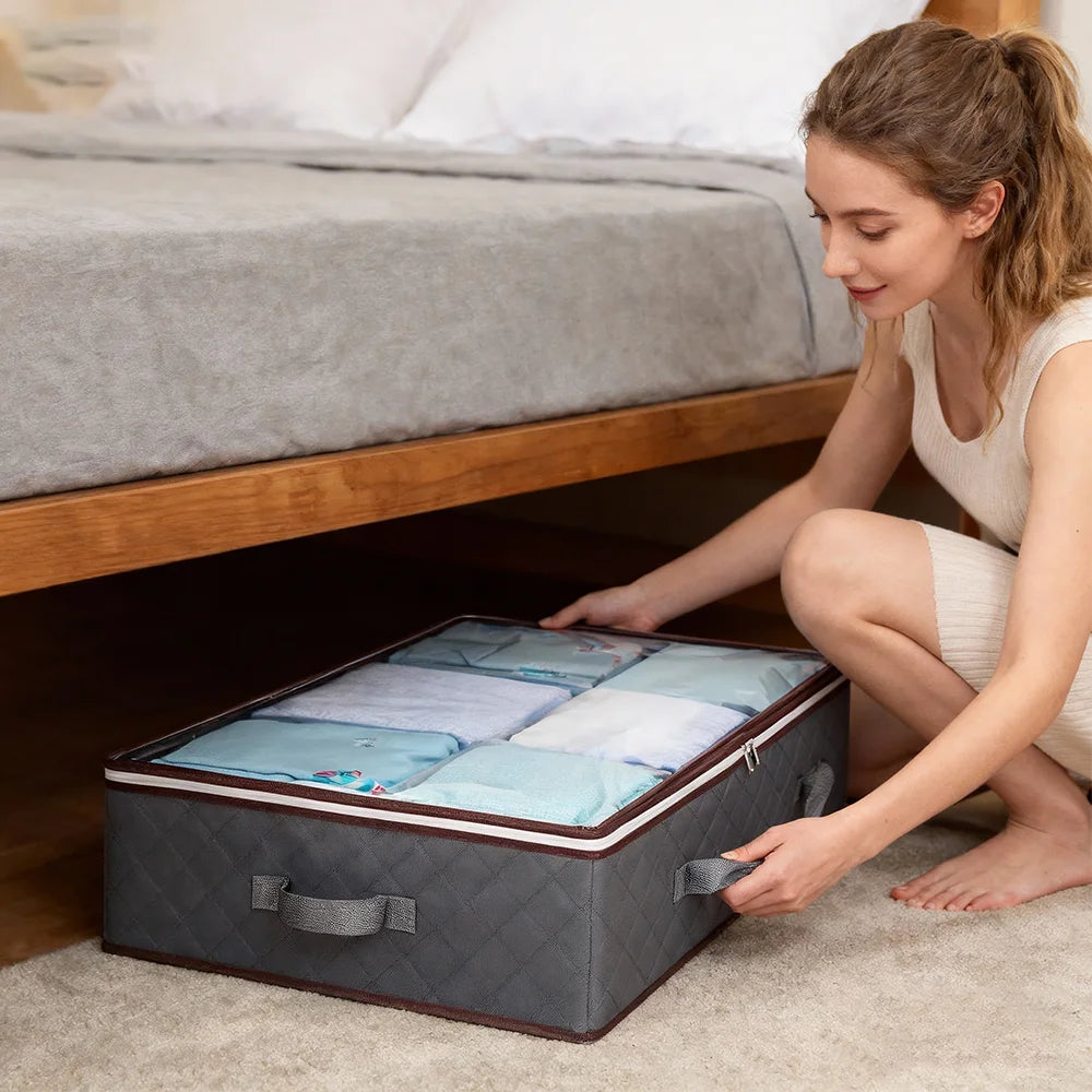 2‑er / 4‑er Set Unterbett‑Aufbewahrungstaschen – verstärkte Griffe & Sichtfenster