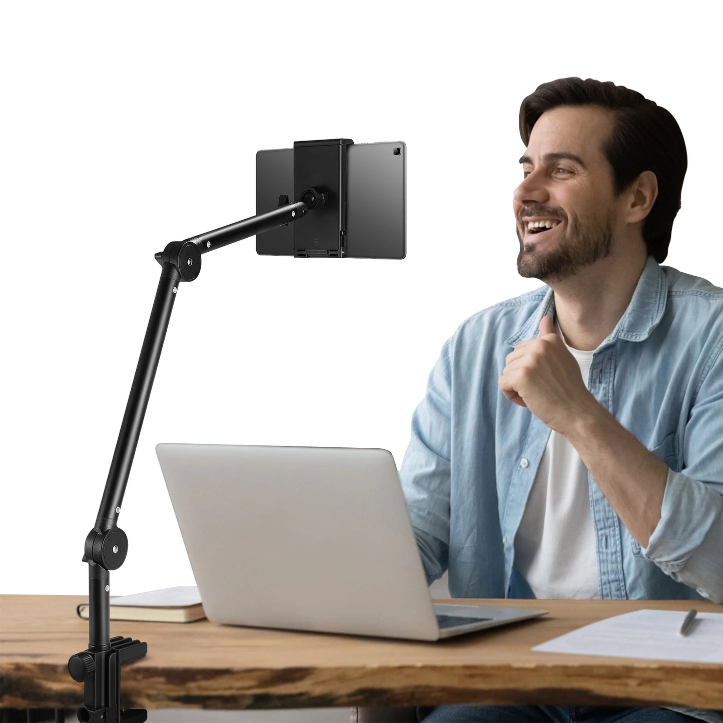 Tablet-Halter für Bett & Schreibtisch – 360° drehbar, Aluminium-Arm