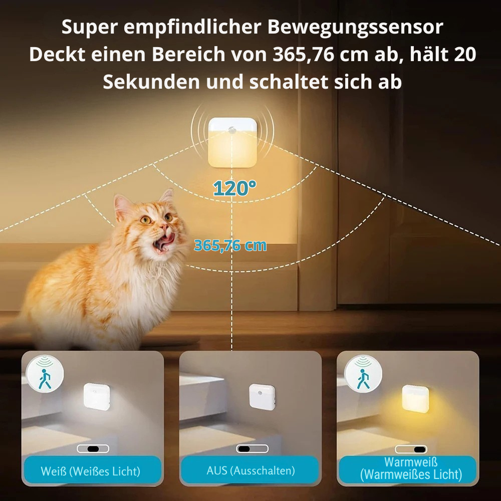 2er-Set LED-Nachtlicht mit Bewegungssensor, USB-C