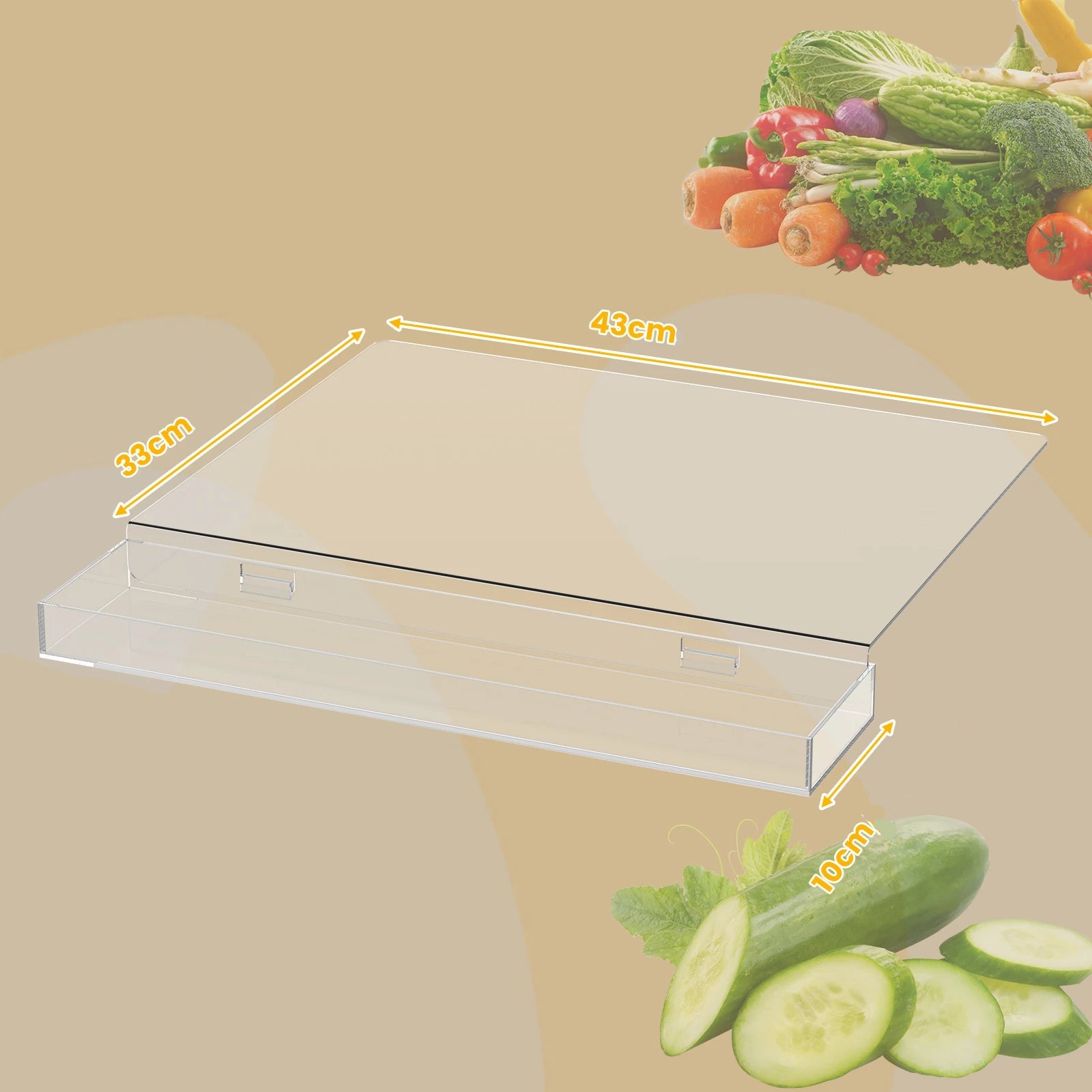 Transparentes Acryl-Schneidebrett von oben – klares Design, schützt die Arbeitsplatte