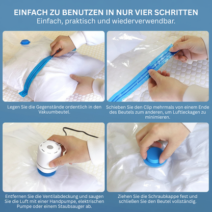 Vakuum‑Beutel für Kleidung – Platzsparend mit Ventil & Handpumpe